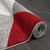 Kurzflor Teppich Geometrisch Muster Meliert Beige Grau Rot, Produktbild-Vorschau 7