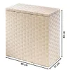 A beige woven laundry basket with dimensions indicated. Podgląd zdjęcia produktu