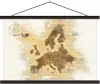 MuchoWow® Textilposter Karte von Europa - Braun - Zeitung Produktbild-Vorschau 1