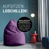 A purple beanbag chair is shown in a room with a red side table and curtains. Anteprima dell’immagine prodotto