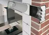 A cutaway view of a kitchen ventilation system installed through a brick wall. Podgląd zdjęcia produktu