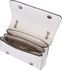 An open white handbag with its internal compartments visible. Produktbild-Vorschau