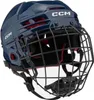 A dark blue CCM hockey helmet with a black cage. Náhľad obrázku produktu