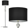 A floor lamp with a black shade and a silver pole with decorative balls. Produktbild-Vorschau