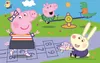 Peppa Pig characters playing in a park with a hopscotch grid and a seesaw. Náhled obrázku produktu