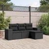 4-tlg. Garten-Sofagarnitur mit Kissen Schwarz Poly Rattan Produktbild-Vorschau 2