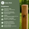A wooden post with marketing text on the left side. Produktbild-Vorschau