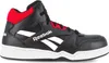A side view of a black Reebok high-top sneaker with white and red accents. Náhľad obrázku produktu