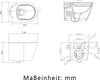 Technical drawings and dimensions of a wall-mounted toilet. Produktbild-Vorschau