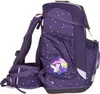 A side view of a purple backpack with a starry pattern and fairy graphics. Produktbild-Vorschau