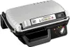 A close-up, angled view of a silver and black electric grill. Produktbild-Vorschau