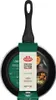 A black frying pan with a green and white product label attached to it, set against a white background. Náhľad obrázku produktu