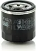 A black oil filter with white text and diagrams. Podgląd zdjęcia produktu