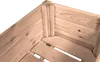 Close-up view of the corner of a wooden raised garden bed, showing the construction and slatted base. Produktbild-Vorschau