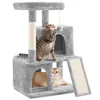 A multi-level cat tree with two cats interacting with it. Produktbild-Vorschau