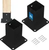 Two black metal post bases and one wooden post are shown against a white background, along with several screws. Anteprima dell’immagine prodotto
