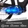 Close-up of an electric bicycle motor with technical specifications overlaid. Produktbild-Vorschau