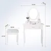 Moderný biely toaletný stolík s 3 zásuvkami, oválnym 360° Náhľad obrázku produktu 3
