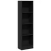 A tall, narrow black bookshelf with four shelves. Podgląd zdjęcia produktu