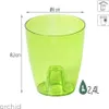 A transparent green orchid pot with dimensions and volume indicated. Produktbild-Vorschau