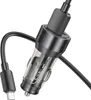 A close-up shot of a black car charger with a USB-C cable attached. Podgląd zdjęcia produktu