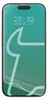 A smartphone screen displaying the time and date, with a stylized graphic overlay. Produktbild-Vorschau