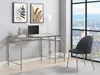 Schreibtisch mit 2 Ablagen - gehärtetes Glas und Stahl - Produktbild-Vorschau 2