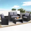 MeXo Gartenmöbel Set Lounge Set Polyrattan Lounges 4-teile Produktbild-Vorschau 10