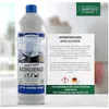 A bottle of cleaning product with marketing information and instructions. Produktbild-Vorschau