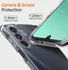 Close-up of a clear phone case on a phone, highlighting camera and screen protection. Produktbild-Vorschau