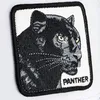A close-up embroidered patch of a panther's head on a white background. Produktbild-Vorschau