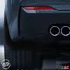 Close-up rear view of a car's bumper and exhaust pipes, with a mudguard attached to the wheel well. Voir les images du produit