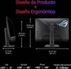 Diagram showing the dimensions and adjustable features of a monitor stand. Produktbild-Vorschau