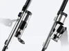 Two close-up views of a cordless vacuum cleaner, showing its dustbin detachment mechanism. Produktbild-Vorschau