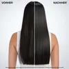 A split image showing a person's hair before and after using a hair product. The 'before' side shows duller, less smooth hair, while the 'after' side displays shiny, smooth hair. Anteprima dell’immagine prodotto