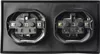 Close-up view of the internal wiring of two black electrical outlets. Produktbild-Vorschau