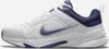 A side view of a white and blue Nike shoe against a white background. Voir les images du produit