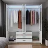 Kleiderschrank 160cm mit 4 Glastüren LED Beleuchtung Produktbild-Vorschau 5