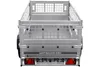 The rear view of a silver utility trailer against a white background. Produktbild-Vorschau