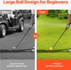A split image comparing a standard golf ball with a larger pickleball, both being hit with a golf club. Náhled obrázku produktu