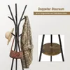 A coat rack with a hat and bag hanging on it, and a close-up of a shelf. Produktbild-Vorschau