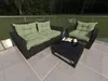 An outdoor patio set with a sofa, armchair, and coffee table. Produktbild-Vorschau