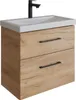 Planetmöbel Waschtischunterschrank 63cm Gold Eiche mit Produktbild-Vorschau 1