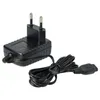 A black power adapter with a European plug and a coiled cable with a connector. Produktbild-Vorschau
