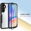 A phone case with a built-in screen protector is shown with a gradient background. Produktbild-Vorschau