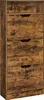 A tall, narrow shoe cabinet with three flip-down drawers, made of wood with a vintage finish. Produktbild-Vorschau