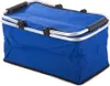 A blue collapsible shopping or picnic basket with a silver frame and black handles. Náhled obrázku produktu