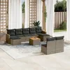 Design 10-tlg. Garten-Sofagarnitur mit Kissen Grau Poly Produktbild-Vorschau 1
