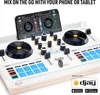 A DJ controller with a smartphone displaying DJ software. Anteprima dell’immagine prodotto
