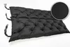A black tufted bench cushion on a white background. Produktbild-Vorschau